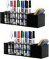 MyGift Dry Erase Marker Holder for Whiteboard, Black Acrylic Storage Rack for Markers, Eraser, Cleaning Bottles, Set of