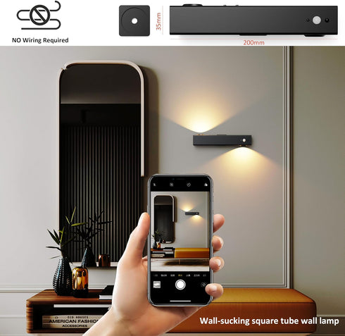 -2 Pack Motion Sensor Wall Light with Remote Control, Rechargeable Magnetic Wall Light, Wireless Motion Sensor Light