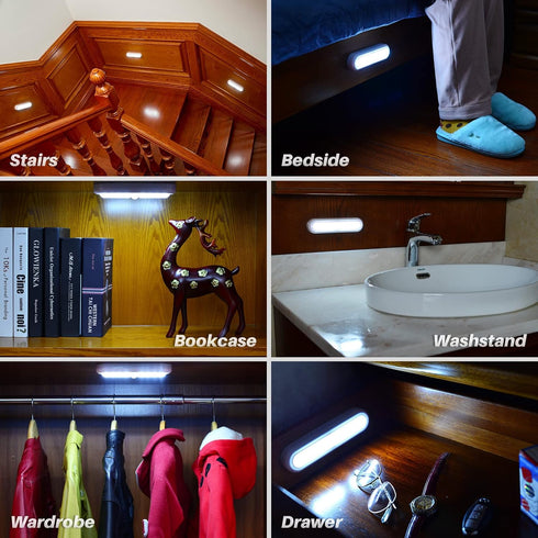 3 Pack 7 Closet, STAR-SPANGLED Motion Sensor Lights Indoor Battery Operated, Stick on LED Light for Stairs, Under