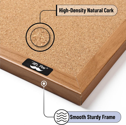 Mr. Pen Cork Board - 24”x36” Wood Frame Bulletin Board for Walls, Push Pin Board for Office