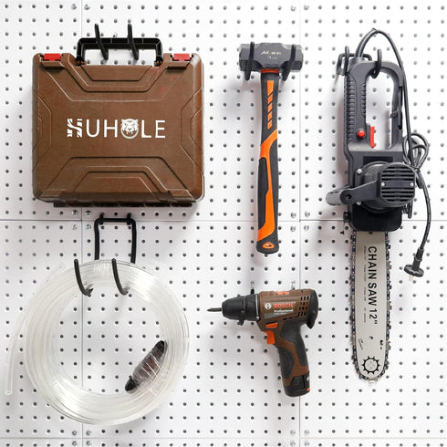 HUHOLE Pegboard Drill Holder, 10 Pack Heavy Duty Utility Hooks for Power Tools, Drill, Hammer, Fit for 1/4" Pegboard