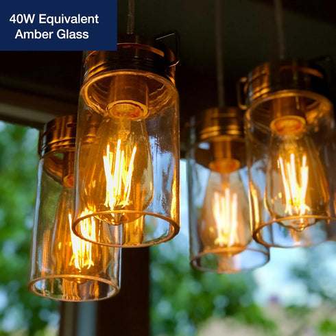 FLSNT 40W Equivalent Dimmable Vintage LED Edison Bulbs, 4W ST19 Amber Glass, 2200K Warm White, 400LM, E26 Base, 6 Pack