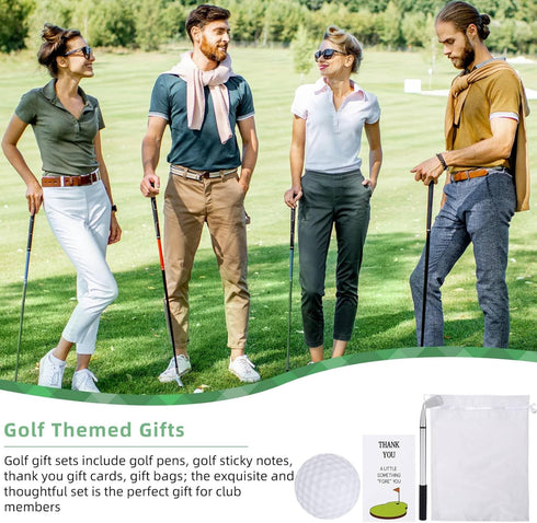 AIOMOB 24 Sets Golf Ballpoint Pen Golf Pads Thank You Cards and Bags Golf Club Props Funny Sports Golfing Pen Black Gel