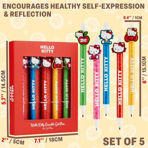 5pcs Set Set Get Trend Hello Kitty Erasable Gel Ink Pens Cute Writing Pens for Kids Fun Stationery Kawaii Journaling