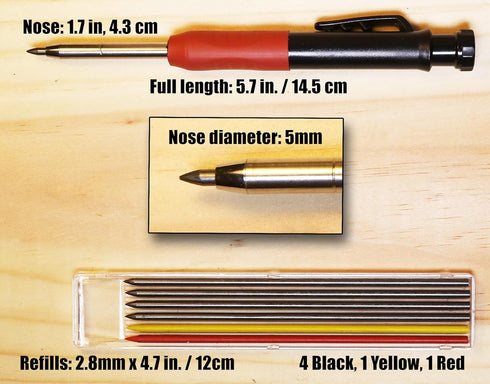 RUBBER GRIP TWO PACK Carpenter Pencil Set with 14 Refills and Built-In Sharpener