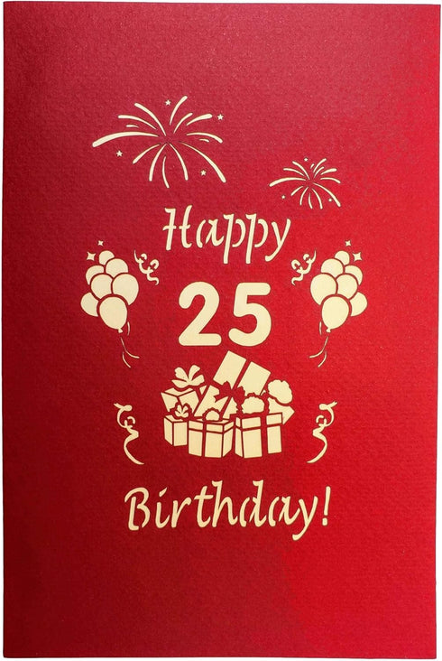 iGifts And Cards 3D Pop Up Greeting Card - Happy 25th Birthday, Unique Gift for Husband, Wife, Best Friend,