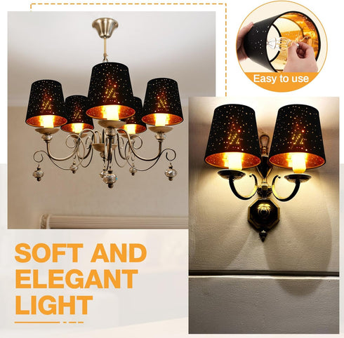 3 Set Bulbs Riakrum Pcs Chandelier Lamp Shades Small Lamp Shade for Pendant Wall Ceiling Lights Candle Clip on Fitter