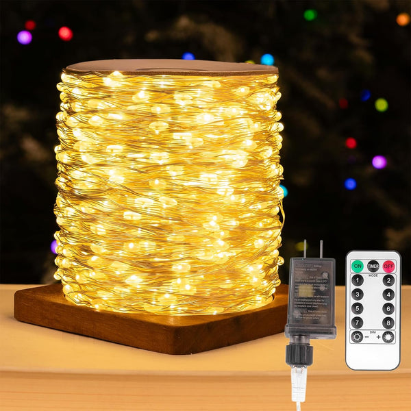 Fairy Lights Plug in,200FT 600LEDs Waterproof Led String Lights,8 Modes Remote Twinkle