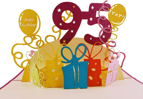 iGifts And Cards Happy 95th Birthday 3D Pop Up Greeting Card - Unique Celebration for Husband, Wife, Friend