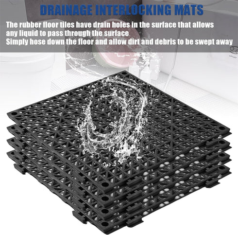 EVANCENT 8Pack Drainage Interlocking Floor Tiles, Non-Slip Pool Deck Drain Tiles for Flooring, Soft PVC Splicing
