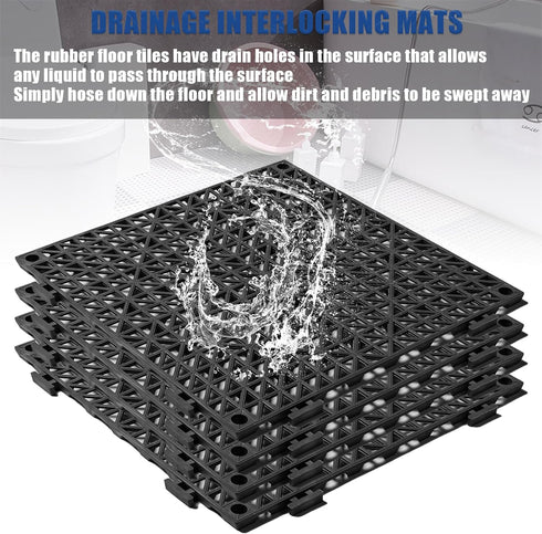EVANCENT 12 12 12 Pack x Drainage Interlocking Floor Tiles, Non-Slip Pool Deck Drain Mats for Flooring, Soft PVC