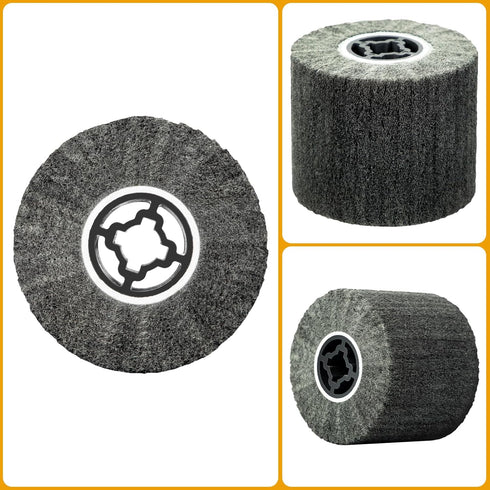 Non Woven Wire Abrasive Polishing Burnishing Wheel Flap Brush Drum Tool for Metal Surface Conditioning 120x100x19mm