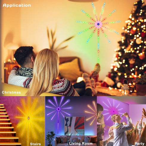 FanGera 11pcs Smart Firework LED Lights Indoor, Music Sync LED Firework Lights with Firework Launch Effect, App