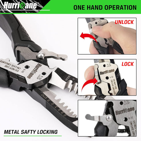HURRICANE 6-in-1 Wire Stripper Tool, Multifunctional Electrical Pliers for Cable Stripping and Crimping