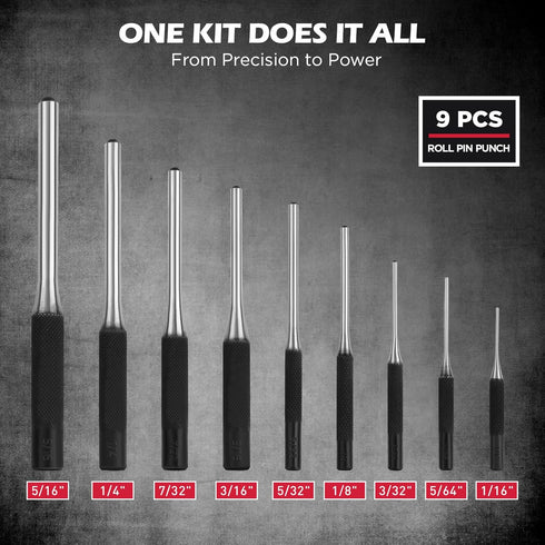 25-Piece Set Punch and Chisel with Roll Pin Punches, Includes Taper, Pin, Center Punches & Cold Chisels