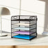 Supeasy 5 Trays Paper Organizer - Mesh Desk File/Letter Organizer, Black Paper Sorter for Office, Home, School