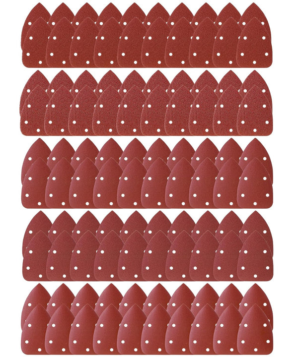 Bates Mouse Detail Sander Sandpaper, 100 pcs Assortment, 40/80/120/180/240 Grits, Red Sanding Pads