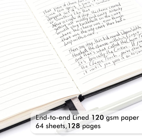 feela 3 Pack A5 Notebooks with 3 Black Pens, Hardcover Classic Ruled Journal Set with Pen Holder for Business