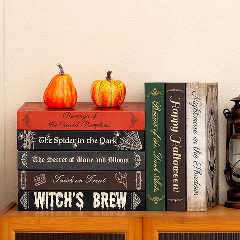 Set Halloween Decorative Faux Books Foldable Hardcover Book Storage Boxes with Hidden Compartments Gothic Book Decor