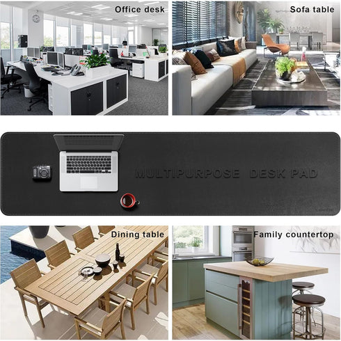 CENNBIE Large Leather Desk Mat, 66.9" x 15.7" Non-Slip Blotter Protector, Waterproof PU Leather Mouse Pad