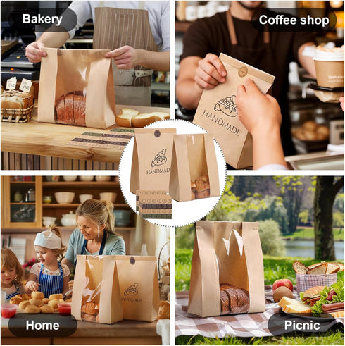 betkou 45 Pack Packaging 48 Paper Bread Bags for Homemade Baking - Tin Tie Tab Lock Sourdough Bag, Large Loaf