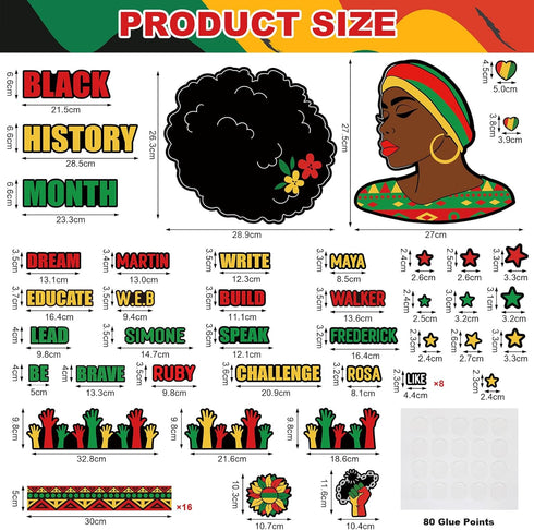 Faccito 62 Pcs Black History Month Bulletin Board Decorations Set with Cutouts Borders for Classroom Home Class School