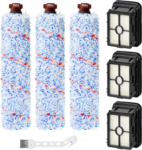 Cross Wave Replacement for Bissell CrossWave Pet Pro 1785, 3 Pack Multi-Surface Brush Rolls + Filters