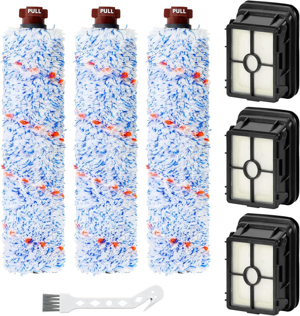 Cross Wave Replacement for Bissell CrossWave Pet Pro 1785, 3 Pack Multi-Surface Brush Rolls + Filters