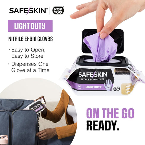 Pack 50 200 SAFESKIN Disposable Nitrile Gloves in POP-N-GO of or Powder Free - Hair, Cleaning, Medical Use, Food