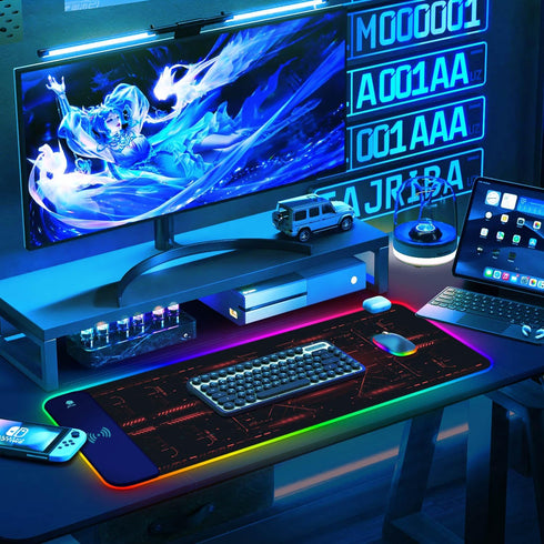 ToLuLu RGB Gaming Wireless Charging Mouse Pad, 10 Light Modes LED Mouse Pad, Extended Large Desk Mat for Gaming