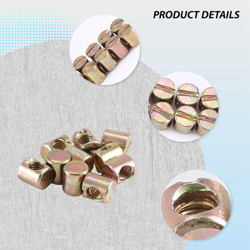 Set 10 M6 of Slotted Furniture Nuts for Beds and Chairs