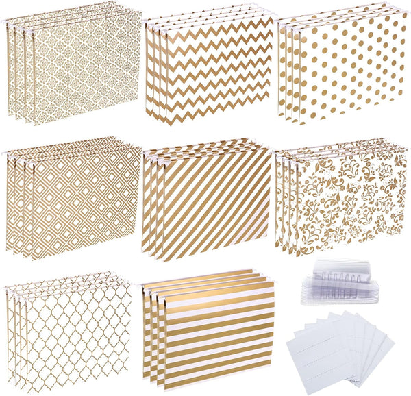 Estune 32 Pcs Decorative Hanging File Folders, Letter Size, Geometric, Marble, Quote Designs for Office Desk