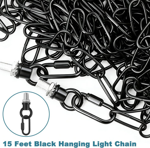 12 66 garini Feet Industrial Black Light Fixture Chain, Adjustable Metal Pendant Chandelier Chain Extension