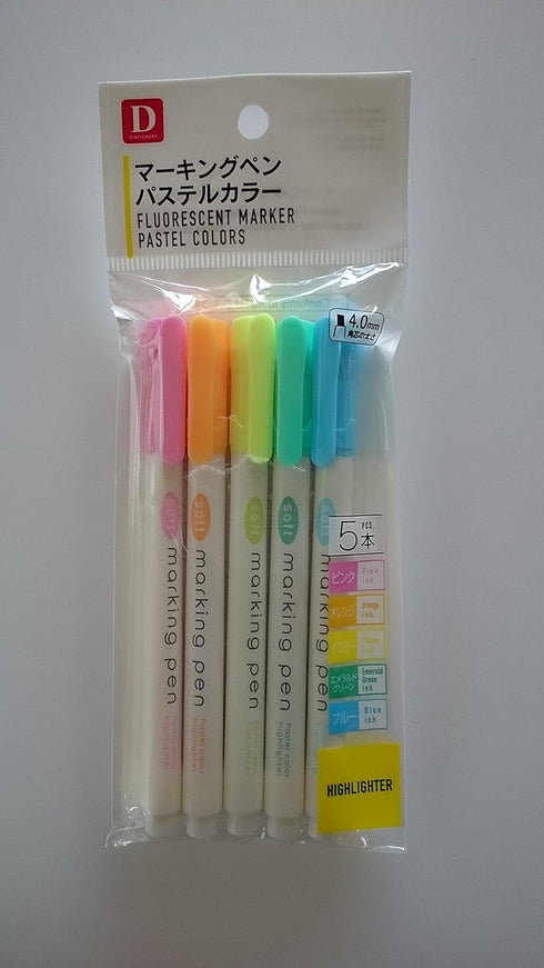 PASTEL COLORS HIGHLIGHTER Set of 5 Colors