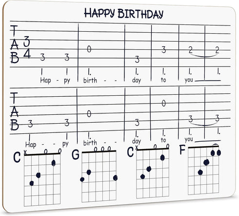 SCRIBBLEDO Guitar Practice Dry Erase White Board, 11 x 14 Inch Portable Double Sided for Kids, Musicians