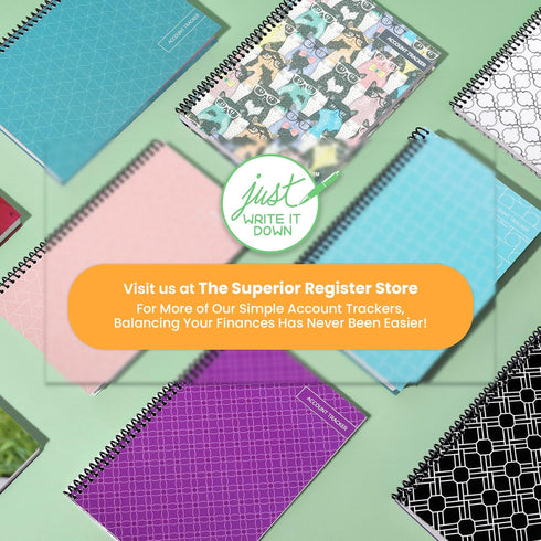 The Superior Register - Simple Account Tracker, Big Checkbook Register, 1 Pack, Purple