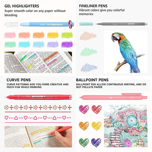 Shuttle Art Bible Highlighters and Pens, 33 Pack Bible Journaling Kit, Gel Highlighters and Bible Tabs with Storage Bag