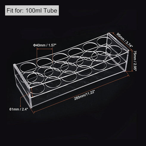 MECCANIXITY 12-Well Acrylic Test Tube Rack Holder, Clear Lab Stand for 100ml Tubes
