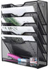 EasyPAG 5 Tier Wall File Organizer, Mesh Hanging File Holder with Bottom Flat Tray, Black