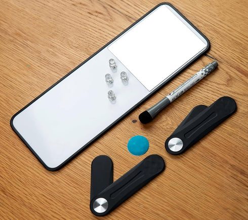 Removable Multi-Use Memo Board, 11.8" x 4.3" Magnetic Whiteboard - Desk Mirror, Phone Mount, Document Holder & More