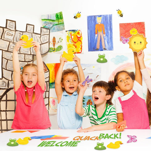 Back to School 59Pcs Duck Bulletin Board Cutouts, Classroom Decorations for First Day of School Duck Themed Party
