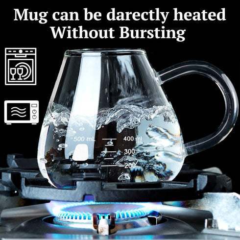 Erlenmeyer Flask Mug - Beaker Coffee Mug with Measurements, Borosilicate Glass 16.9oz (500mL) Capacity