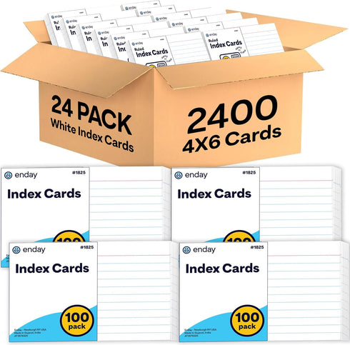 Index Cards 4x6 Bulk, (2400 Cards), Notecards 4x6 lined, Blank on Back,