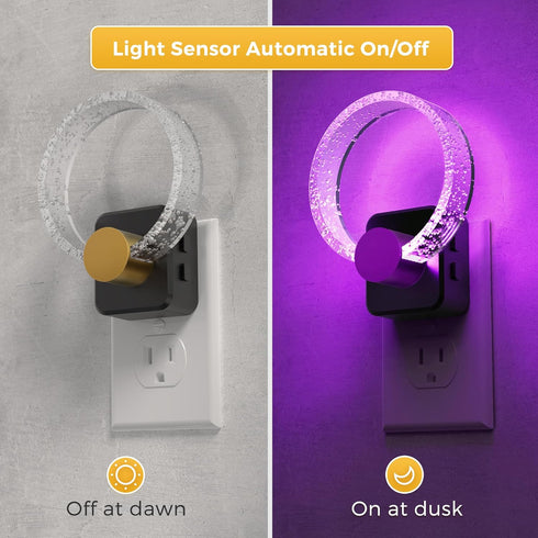 180 L LOHAS LED Night Lights Plug into Wall, Changing RGB Night Light with Dusk to Dawn Sensor, Rotatable Bubble