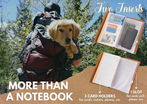 InnoBeta Leather Journal Notebook for Hiking Lovers, 7x5 Inches, Embossed Sketchbook, Travel Diary, Green