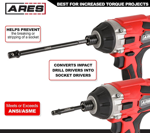 ARES 70382 6-Piece Impact Grade Socket Adapter Set, Turns Drill Driver into High Speed Socket Driver