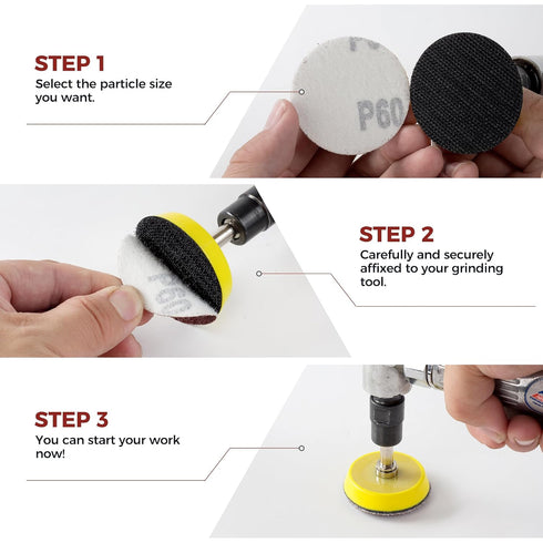 S SATC 100PCS 2 Inch Sanding Disc, 60 Grit Hook and Loop Sandpaper for Grinder Rotary Tools Attachment