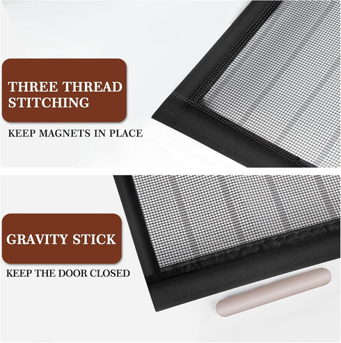 Yotache Magnetic Screen Door New Series, Full Frame Seal Reinforced Mesh, Fits Door Size 72 x 80, Magnetic Closure