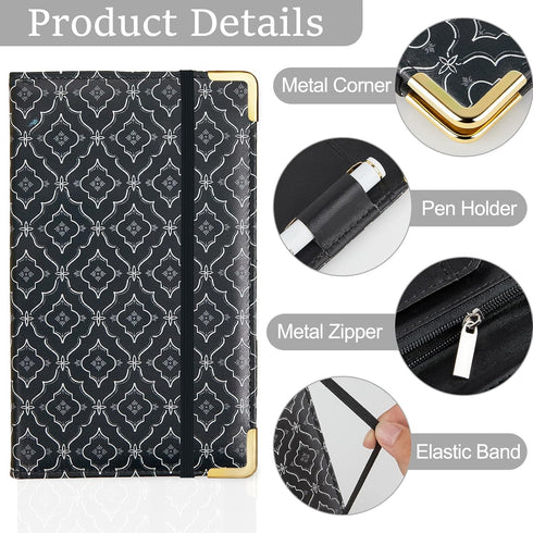 Server Book, Server Books for Waitress with Zipper Pocket, Cute Waitress Book with Pen Holder, PU Leather Serving Books