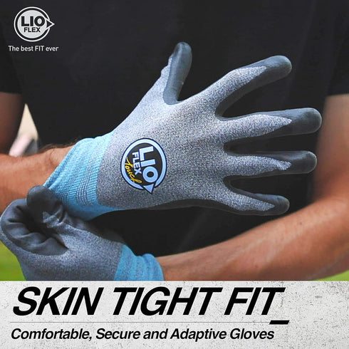 Nitrile Safety Work Gloves - 3 Pairs, Work Gloves with Grip for Men and Women, Lightweight Touchscreen Utility Working Gloves for Warehouse, Contruction, DIY, Home Improvement (Gray, M)